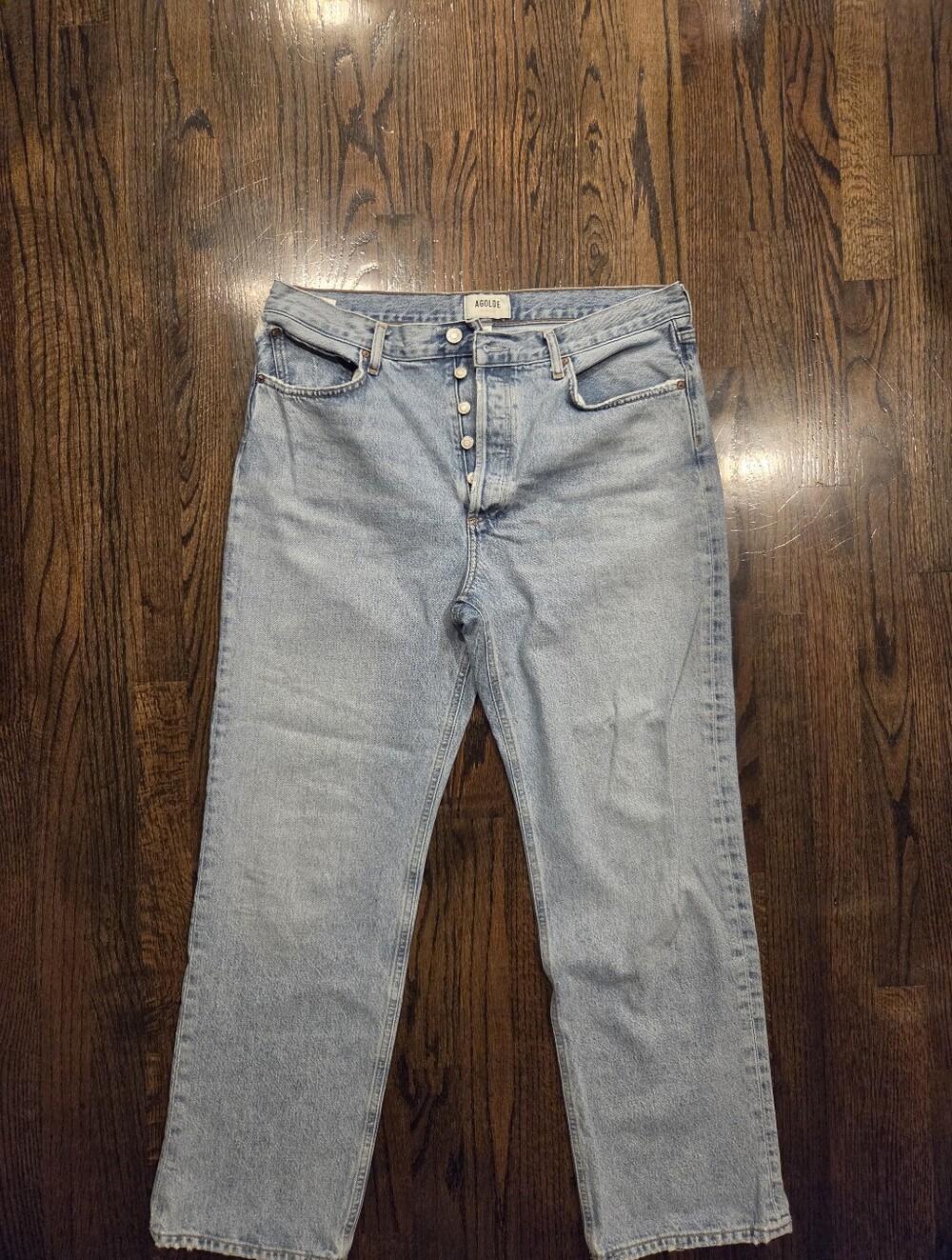 Agolde Woman's Light Wash Button-Fly Relaxed Jeans